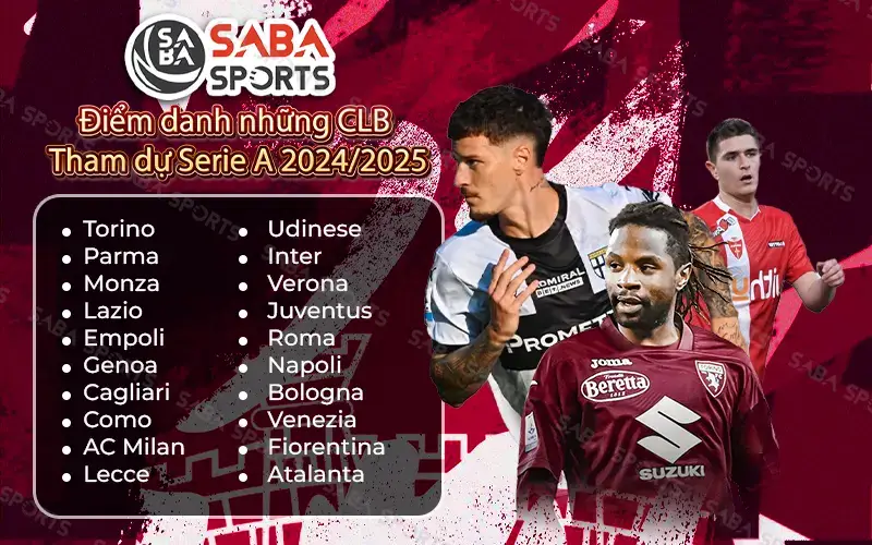 Điểm danh những CLB tham dự Serie A 2024/2025